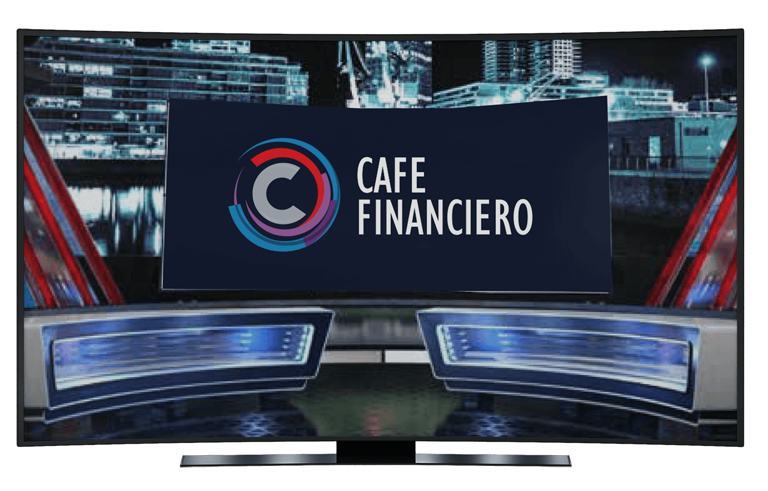 Televisión pasando programa de Café Financiero